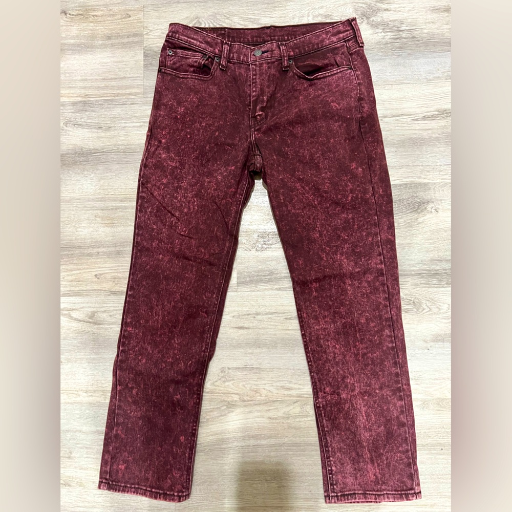 Levi 541 Burgundy Stretch Acid Wash Tapered Jeans